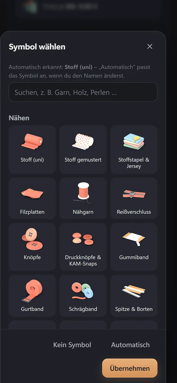 Auswahl fertiger Material-Symbole