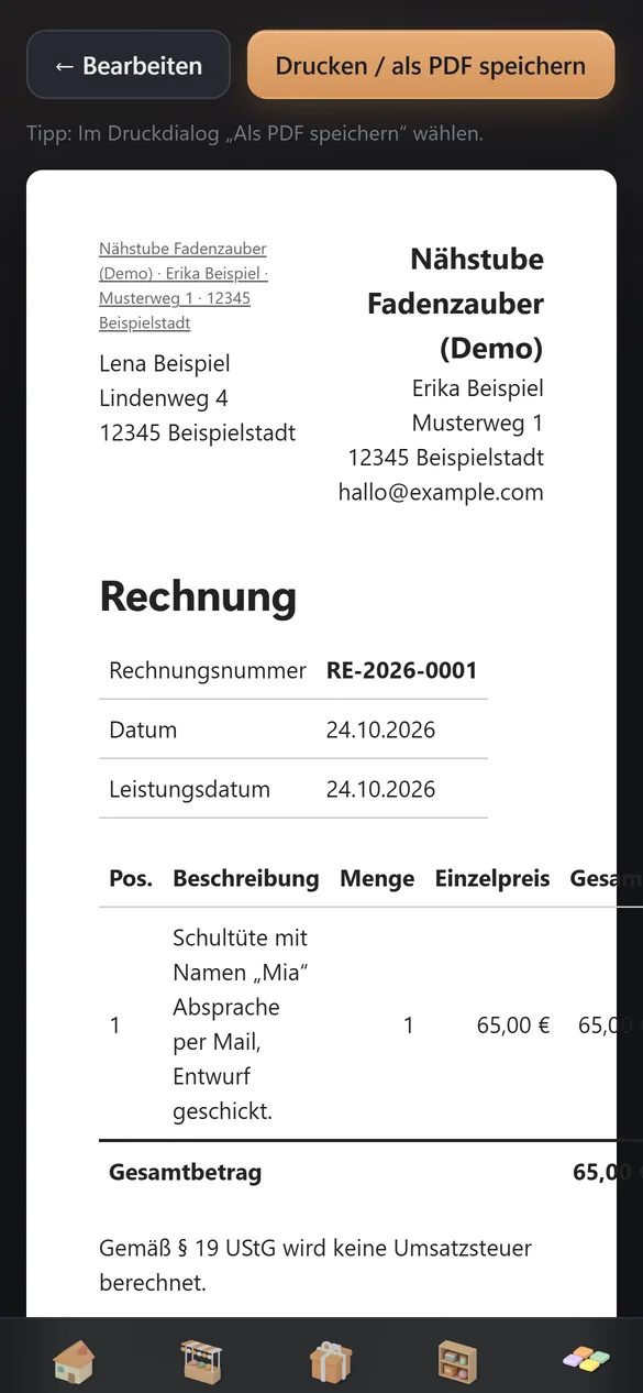 Rechnung als PDF